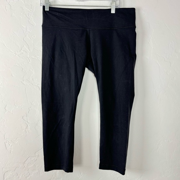 Lululemon Leggings Wunder Under Crop Solid Black Workout Athletic Yoga Knit - Picture 1 of 9